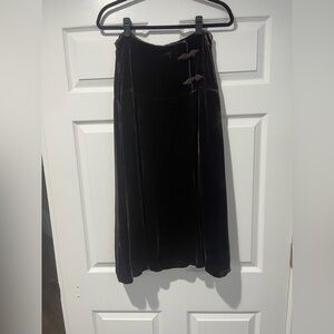 Garnet Hill Black Velvet A-Line Skirt